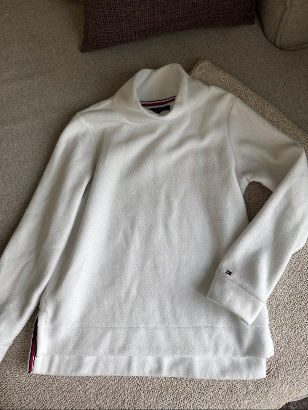 Tommy Hilfiger Men’s White Turtleneck Fleece Sweater